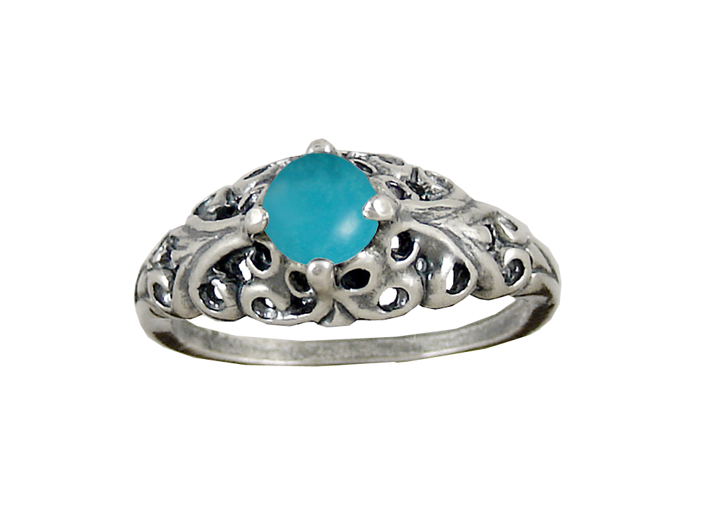 Sterling Silver Filigree Ring With Turquoise Size 9